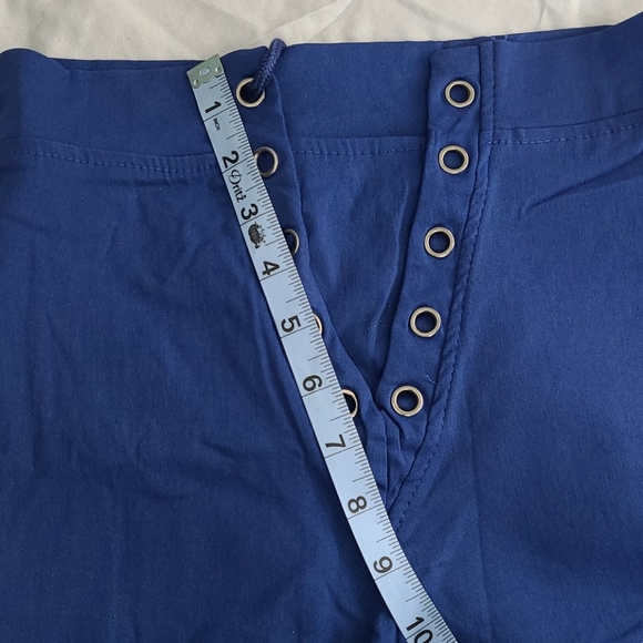 High Waisted Navy Blue Lace Up Shorts - Picture 7 of 7